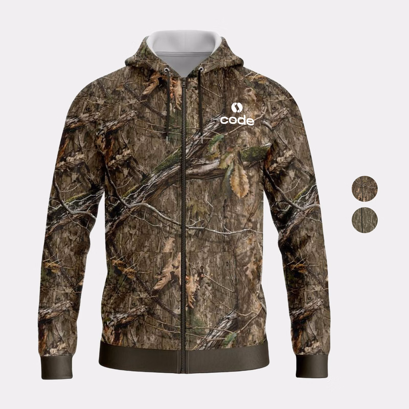 Mossy Oak® Men's 8.2 oz. Polar Fleece Raglan Zipper Hoodie W/ Pockets