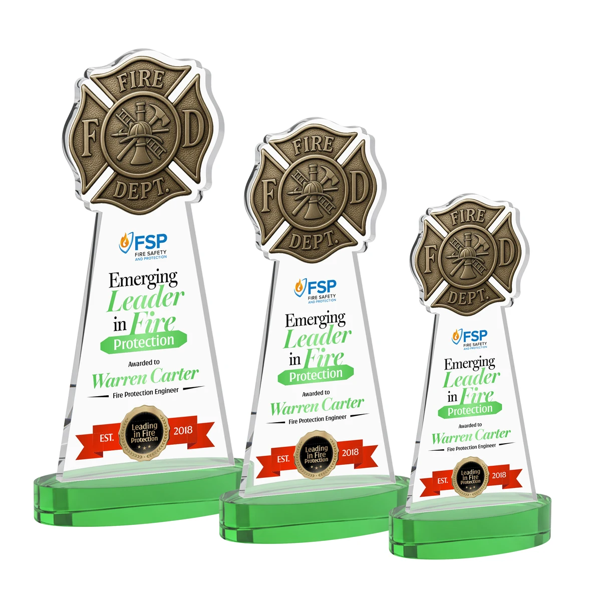 Fire Dept VividPrint™ Award on Alberton Base - Green 1