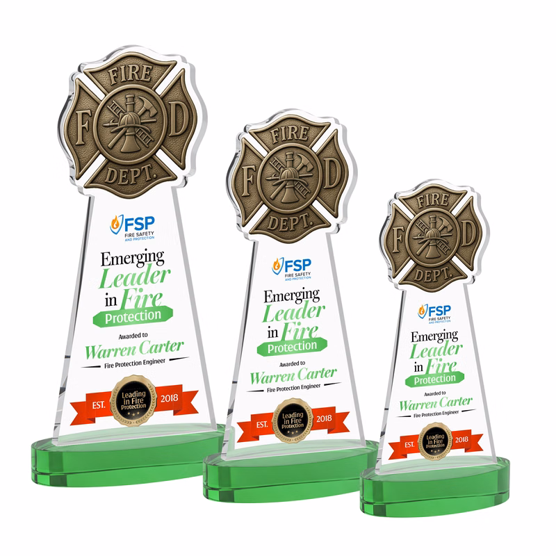 Fire Dept VividPrint™ Award on Alberton Base - Green