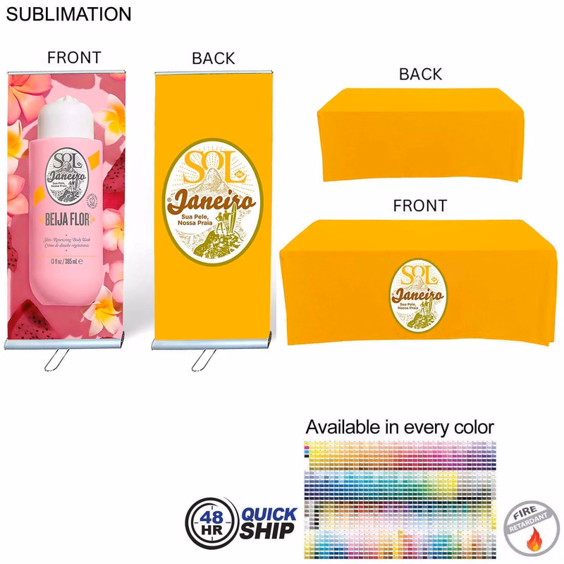 48Hr Quick Ship - Outdoor Event Package 3, Double sided outdoor pull up banner+ 6' box fit Cloth