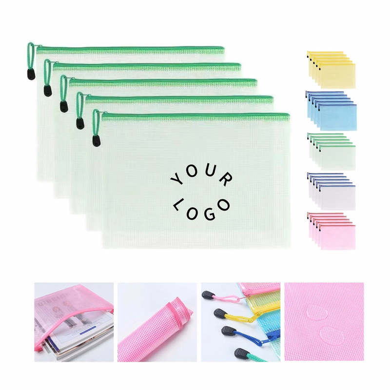 A4 Waterproof Grid Zipper File Bags for Documents and More