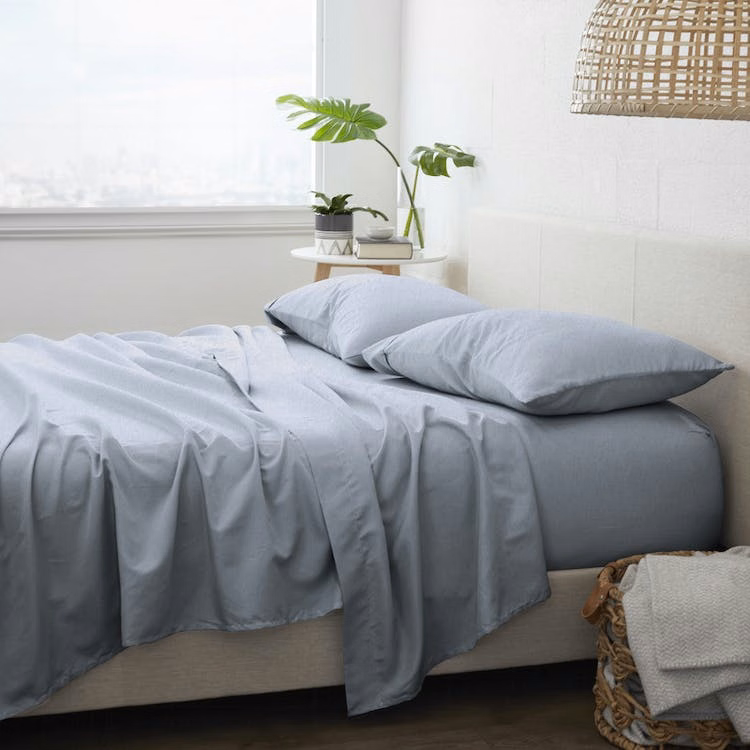 Flannel Bed Sheets - Light Navy Cali King 4 Set