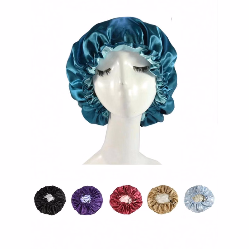 Double Layer Reversible Satin Sleep Bonnet Cap