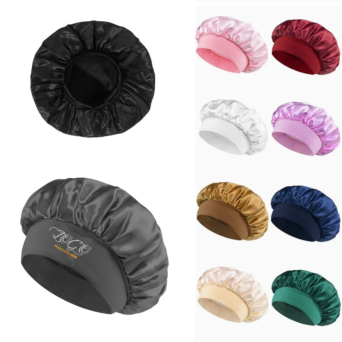 Lightweight Polyester Solid Color Bath Shower Cap 1