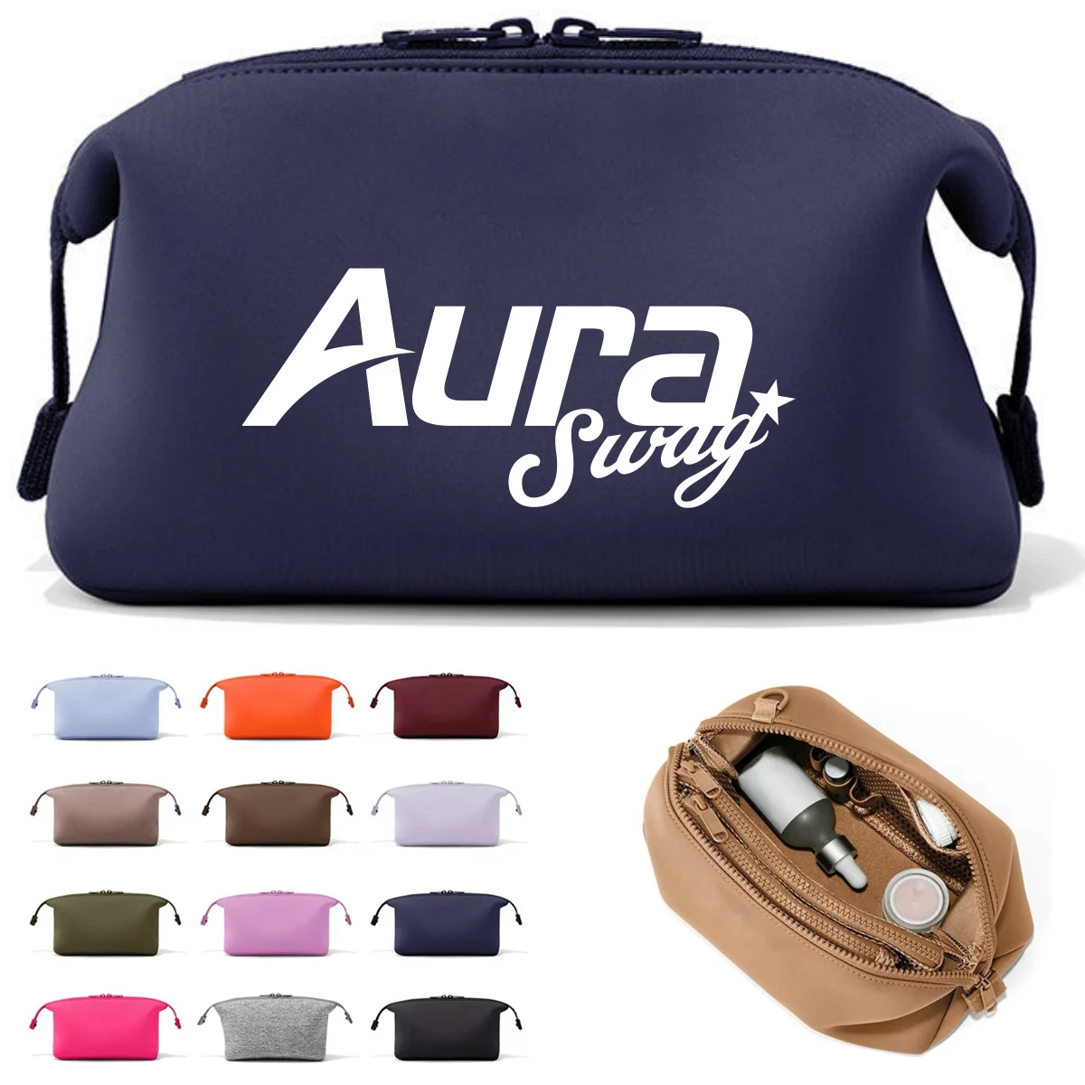 4L Sleek Neoprene Makeup Pouch W/ Zipper Closure 1