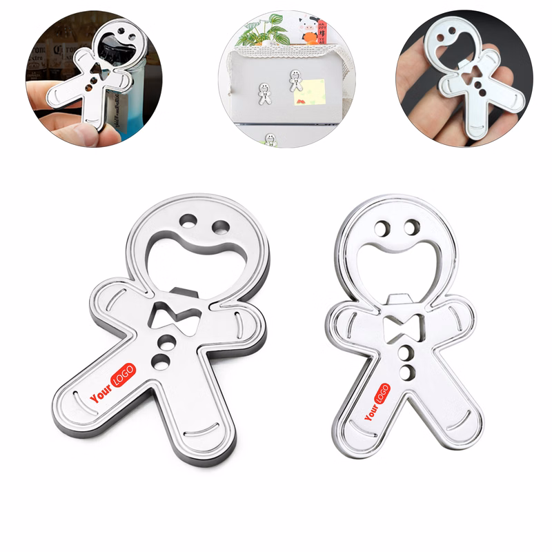 Metal Bottle Opener With Magnetic Fridge Sticker