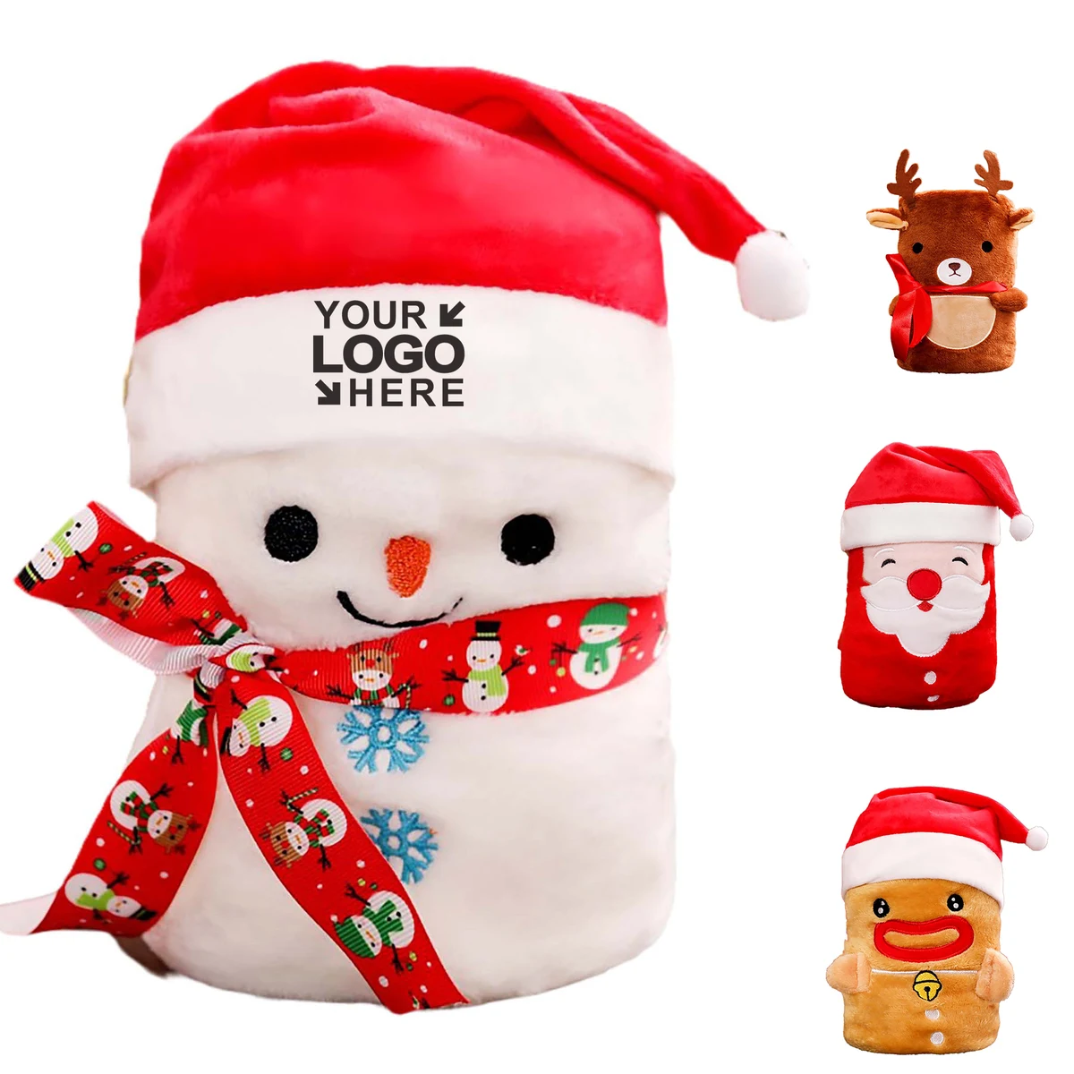 MOQ50Pcs Christmas Doll Rollup Blanket With Santa Hat 1