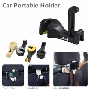 Car Headrest Bag Hanger And Phone Holder With Self Lock Switch