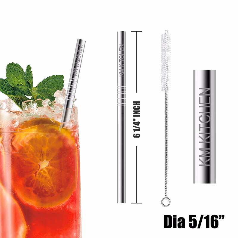5/16" Dia Straight Stainless Steel Straws