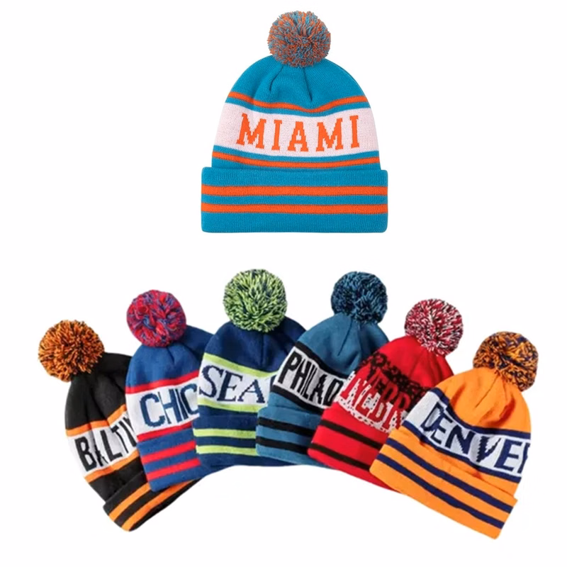 MOQ50 Custom Kinnted Pom Beanie Hat