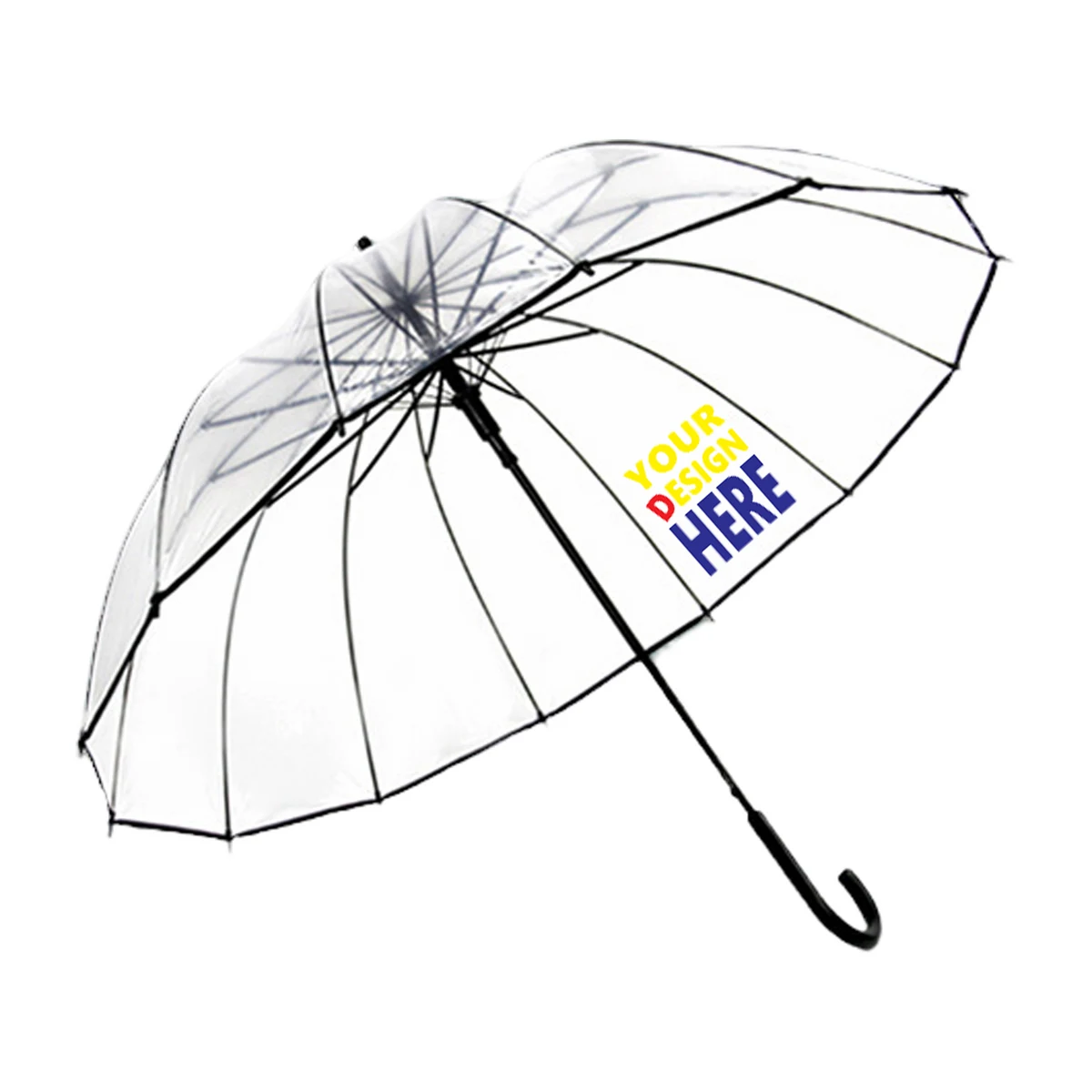 MOQ50 Arc Clear Bubble Dome Umbrella with J Hook Handle 1