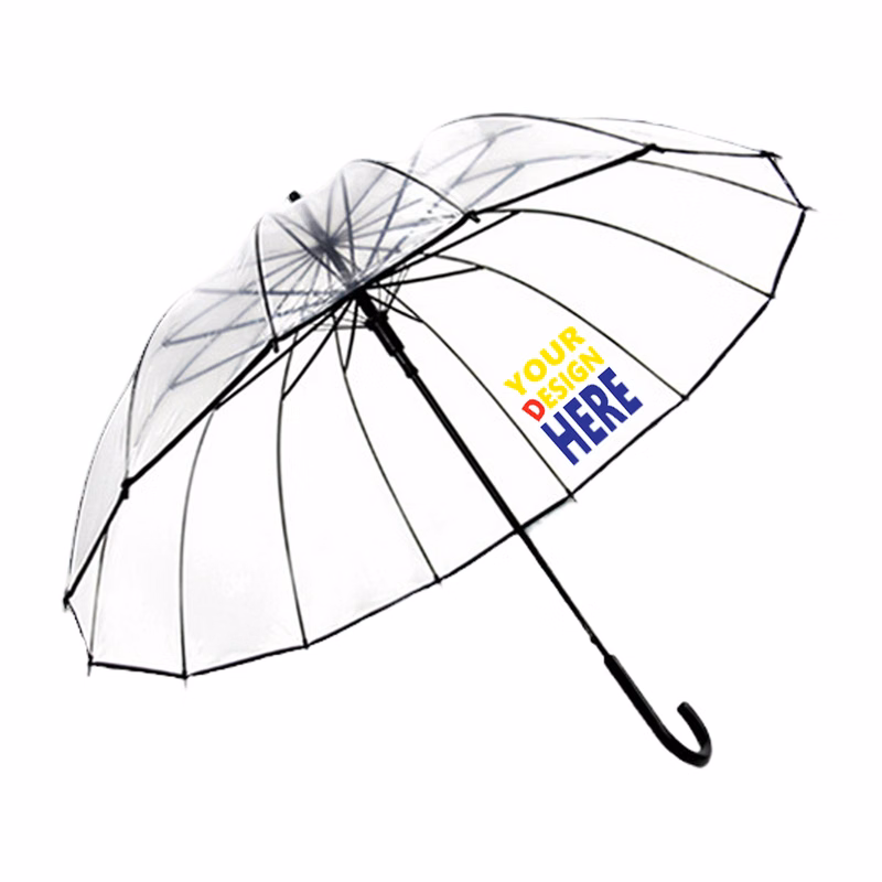 MOQ50 Arc Clear Bubble Dome Umbrella with J Hook Handle
