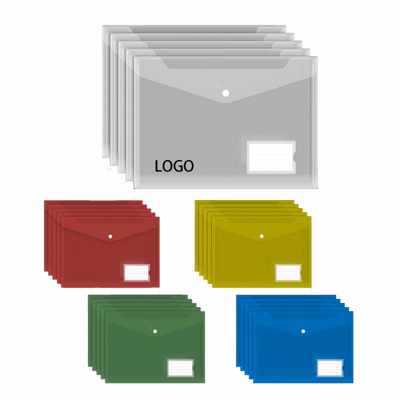 A4 Button Transparent Storage File Bag