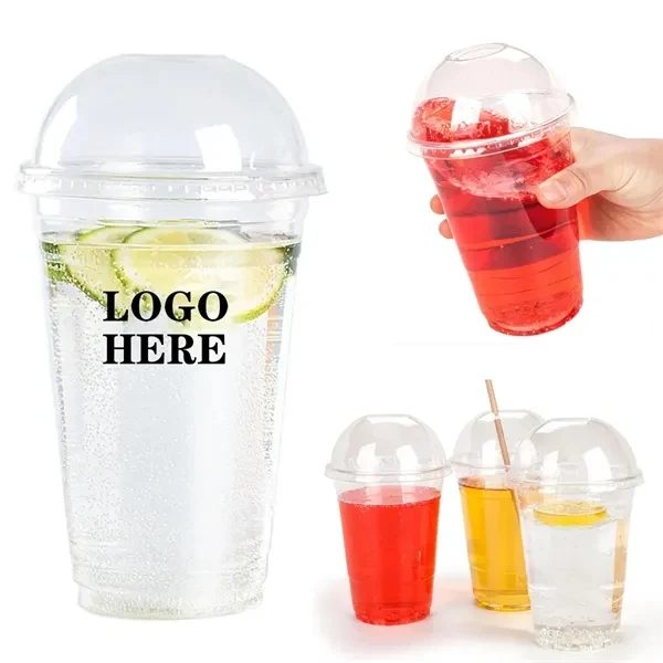 Custom 20 oz Plastic Disposable Cup with Lid — Clear Stadium Beverage 1