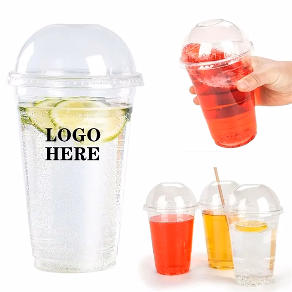Custom 20 oz Plastic Disposable Cup with Lid — Clear Stadium Beverage