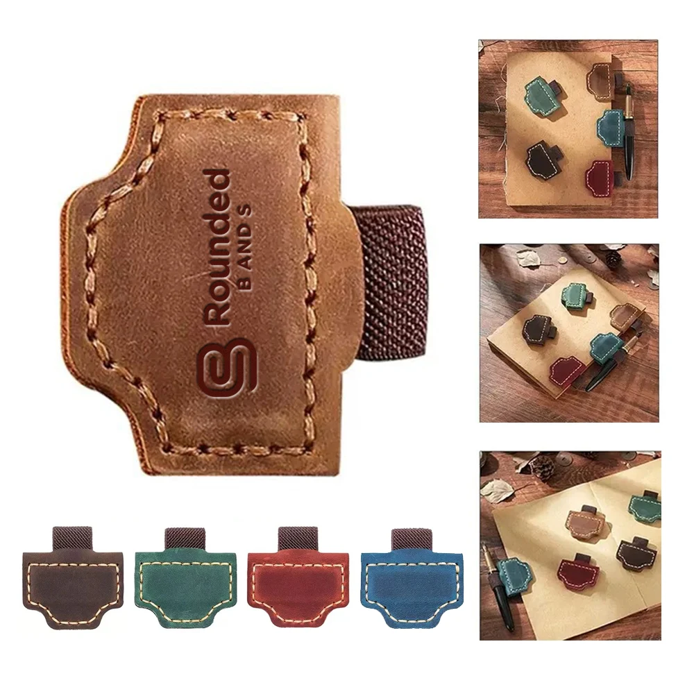 Leather Magnetic Bookmark With Pen Holder 1