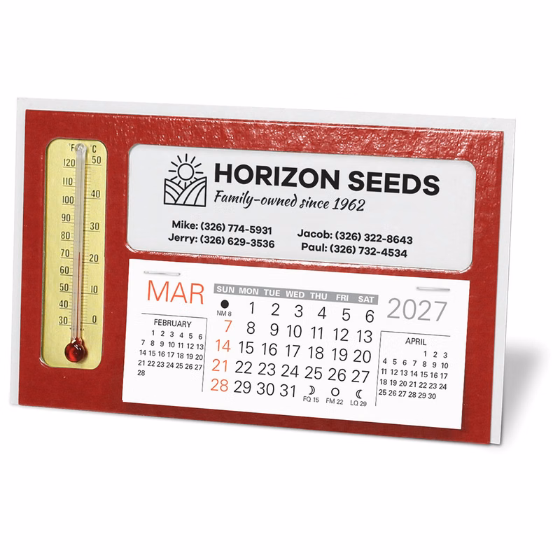 Window with Thermometer Desk Calendar