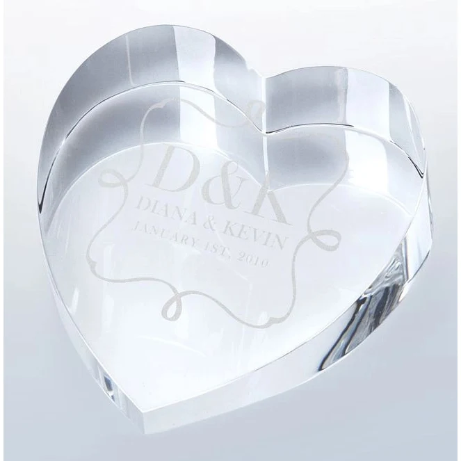 Optic Crystal Heart Paperweight 1