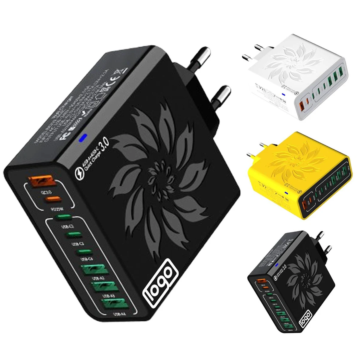 Ultra 150W 8-Port Charger:,4USB+4Type-C, QC5.0 Support 1