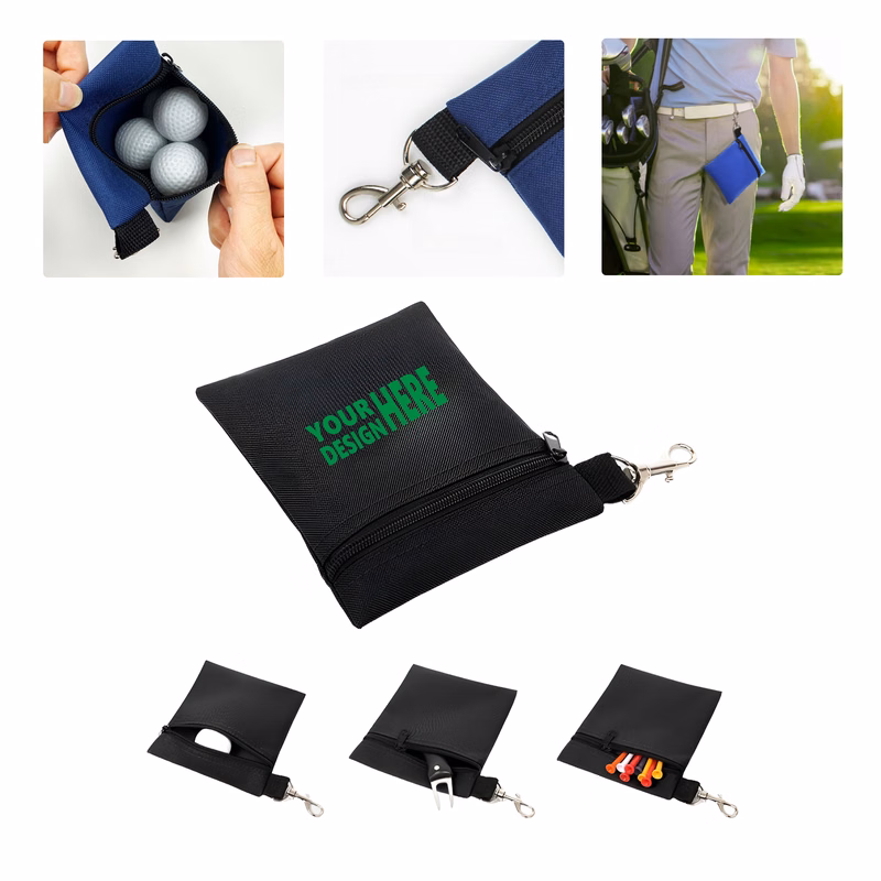 MOQ50 Custom Golf Nylon Ball Bag with Waist Clip