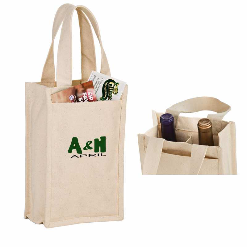 Cotton Canvas Wine Tote Bag