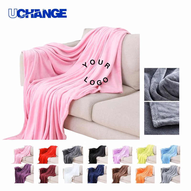 Polyester Fleece Blanket Throw with Custom Patch