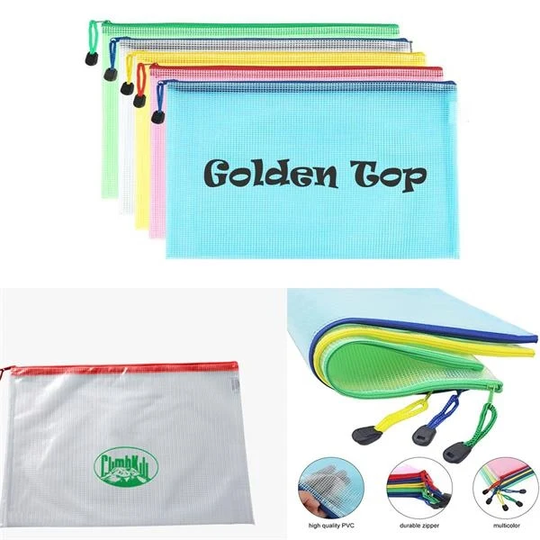 Plastic Mesh Zipper Pouch Document Bag 1