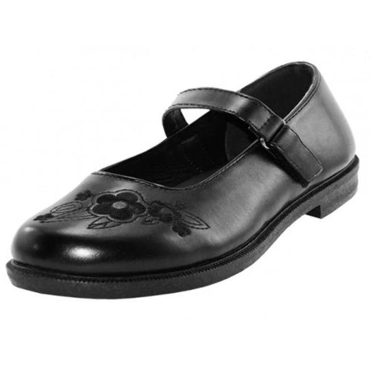 Girls' School Shoes - Black Size 4-7 Age 8-12 Years 1