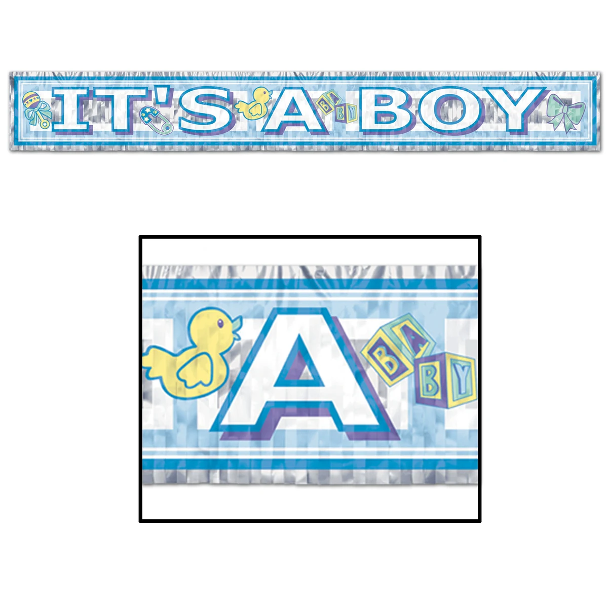 Metallic It's A Boy Fringe Banner 1