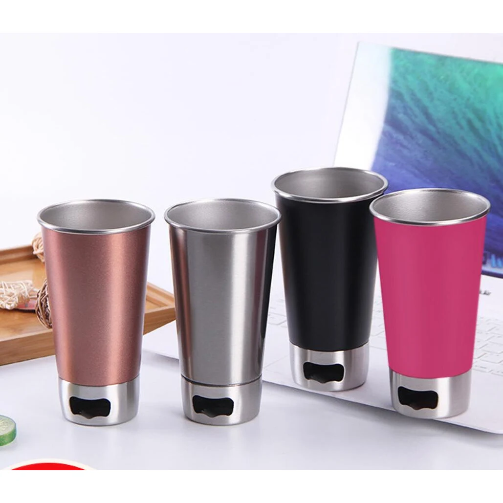 17 Ounce Pint Stainless Steel Beer Mug with Opener 1