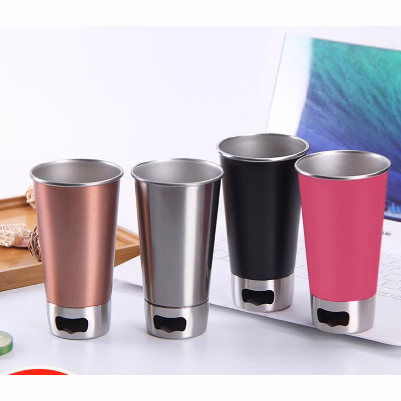 17 Ounce Pint Stainless Steel Beer Mug with Opener