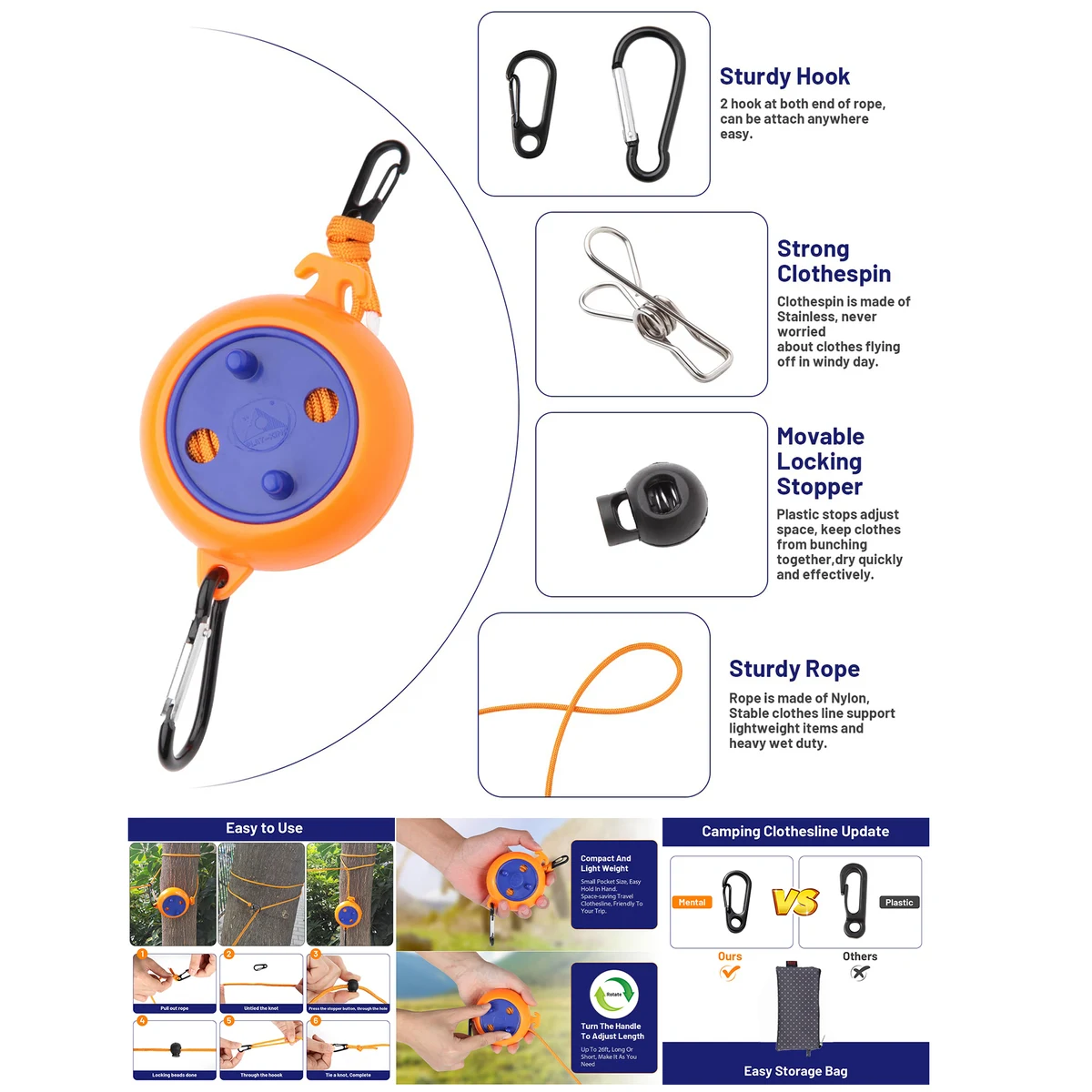 Portable Travel Clothesline Cord 1