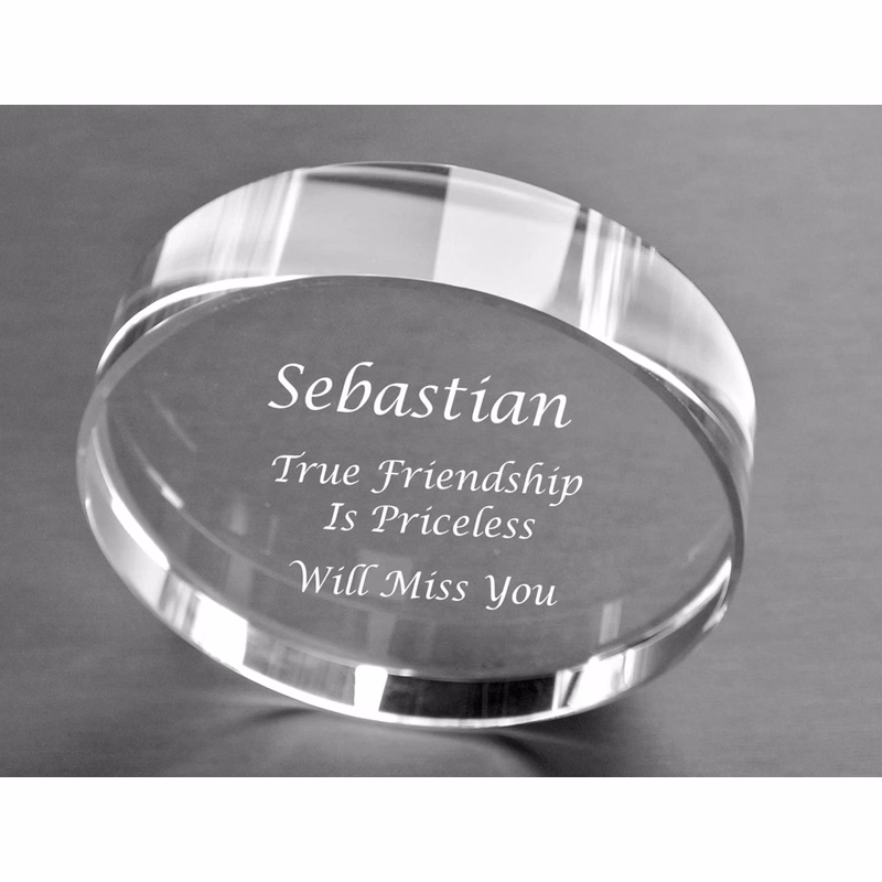 Personalized Circle Crystal Paperweight