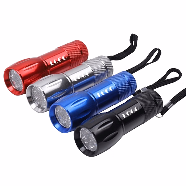 Custom Aluminum LED Flashlight with 9 LED Lights and Hand Strap — Emergency Gear Promo