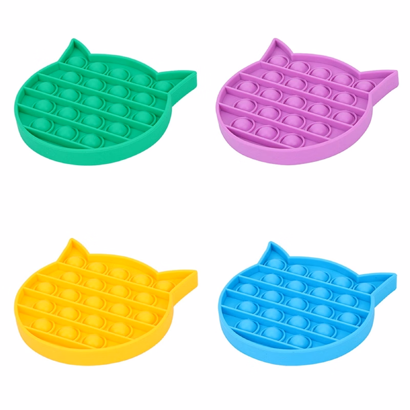 Cat Head Silicone Push Pop Bubble Fidget Toy