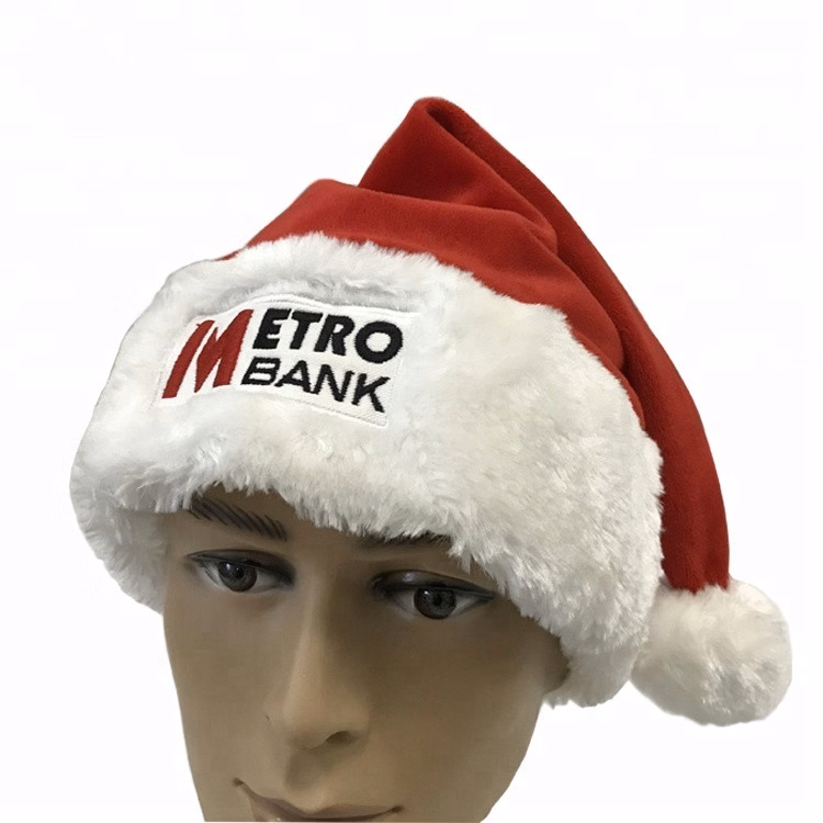 Customized logo Christmas Santa Hat With Pom-pom