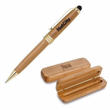 Eco-Friendly Bamboo Stylus Pencil Set (Gold Trim Pencil)