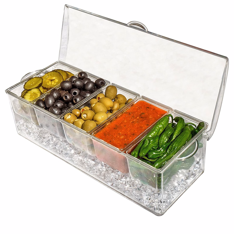 Ice Chilled 5 Compartment Condiment Server Caddy