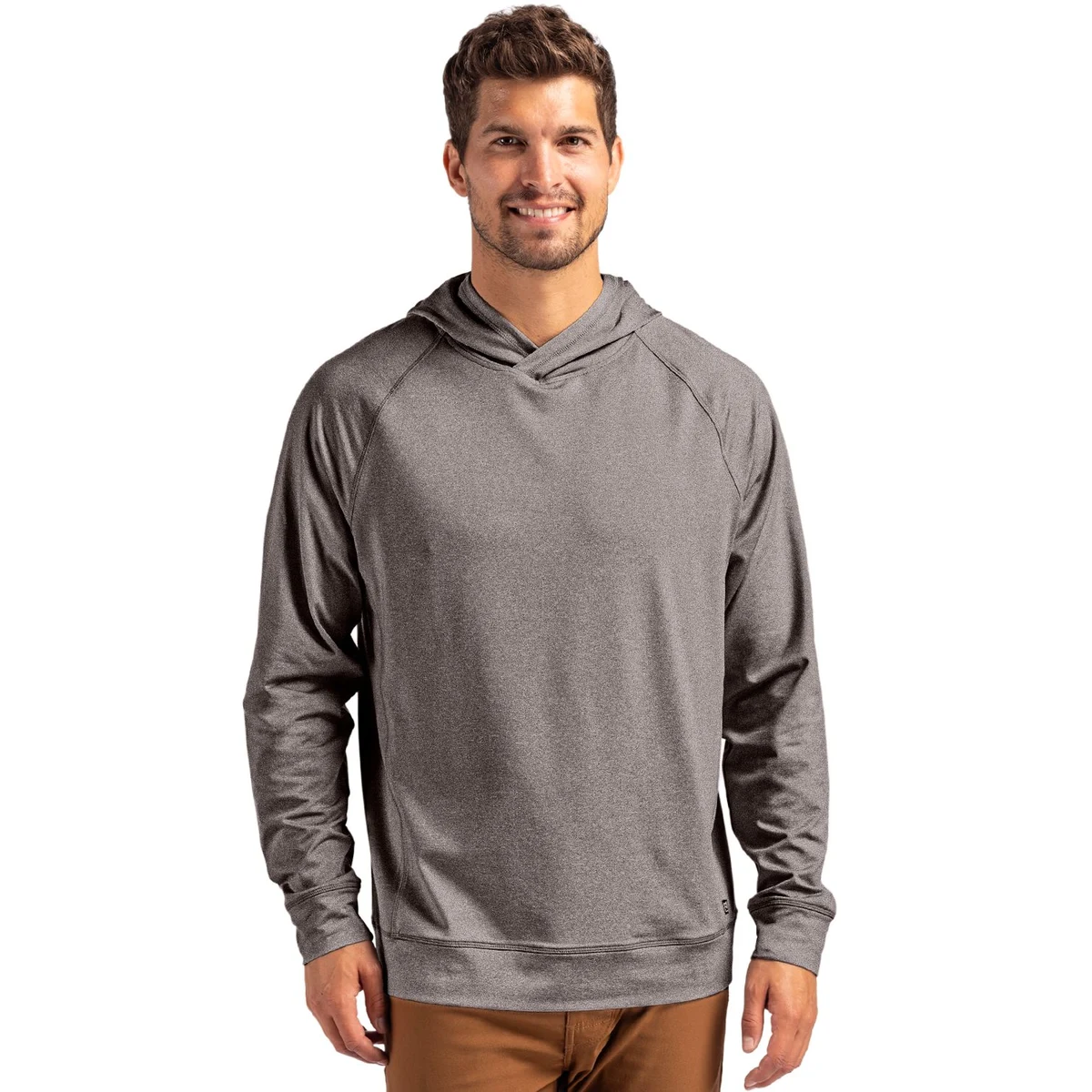 Cutter & Buck Adapt Recycled Soft Knit Stretch Mens Heathered Hooded Pullover 1