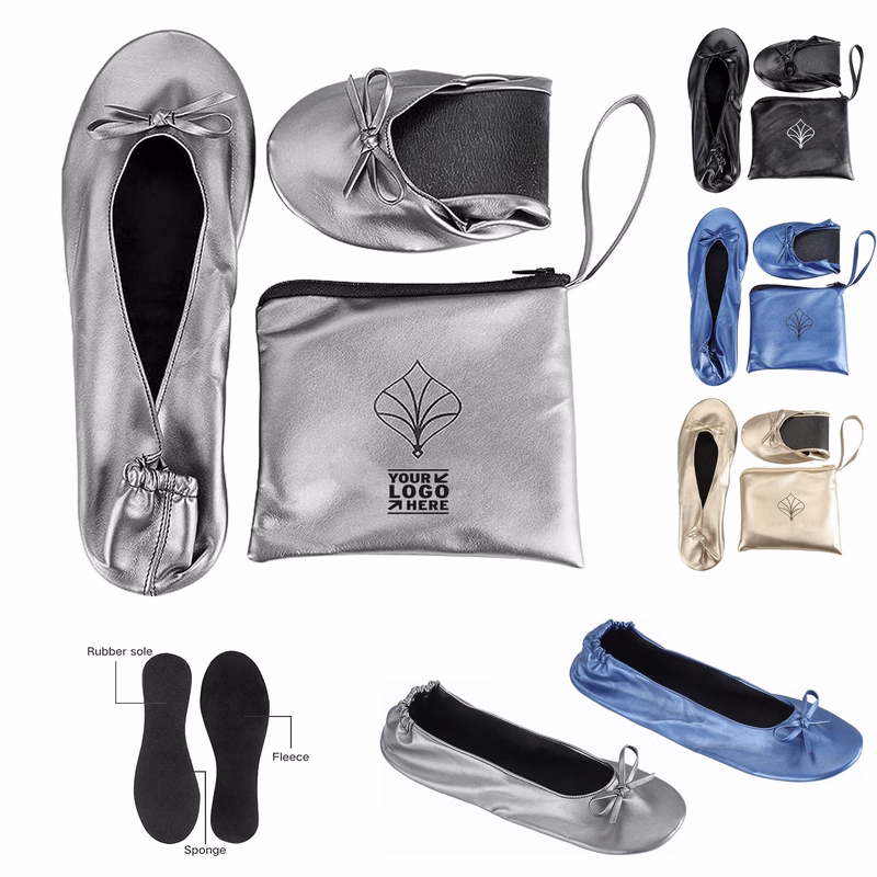 Women's Wedding Shoes Foldable Blallet Flats With Roll Up Slipper Pouch