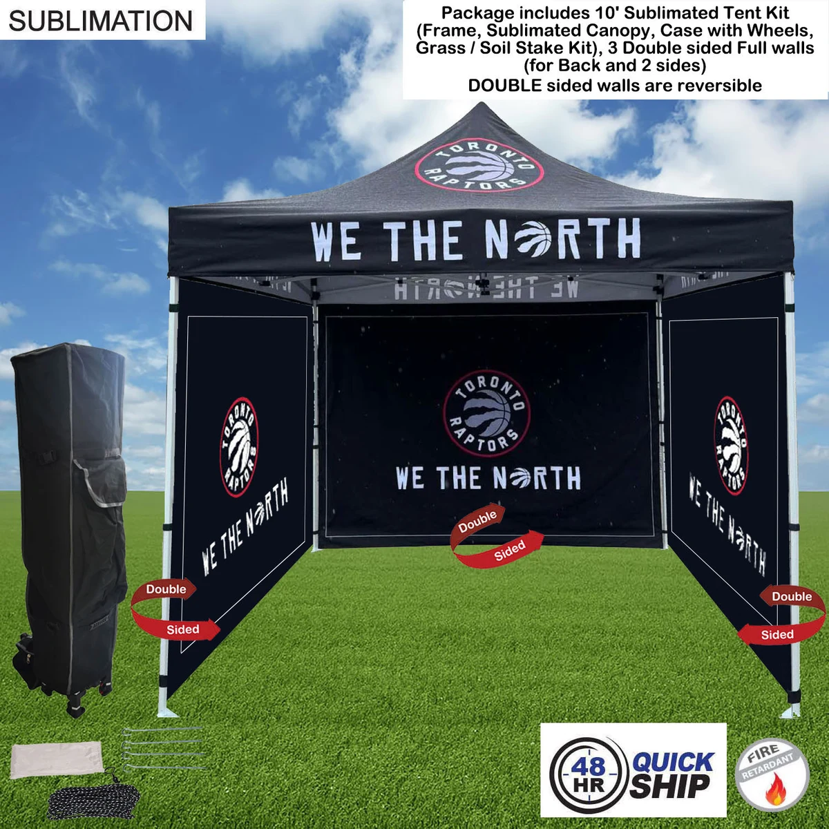 48Hr Quick Ship -Full Privacy Tent Package, 10' Tent kit, 3 DOUBLE sided Full walls (back & 2 sides) 1