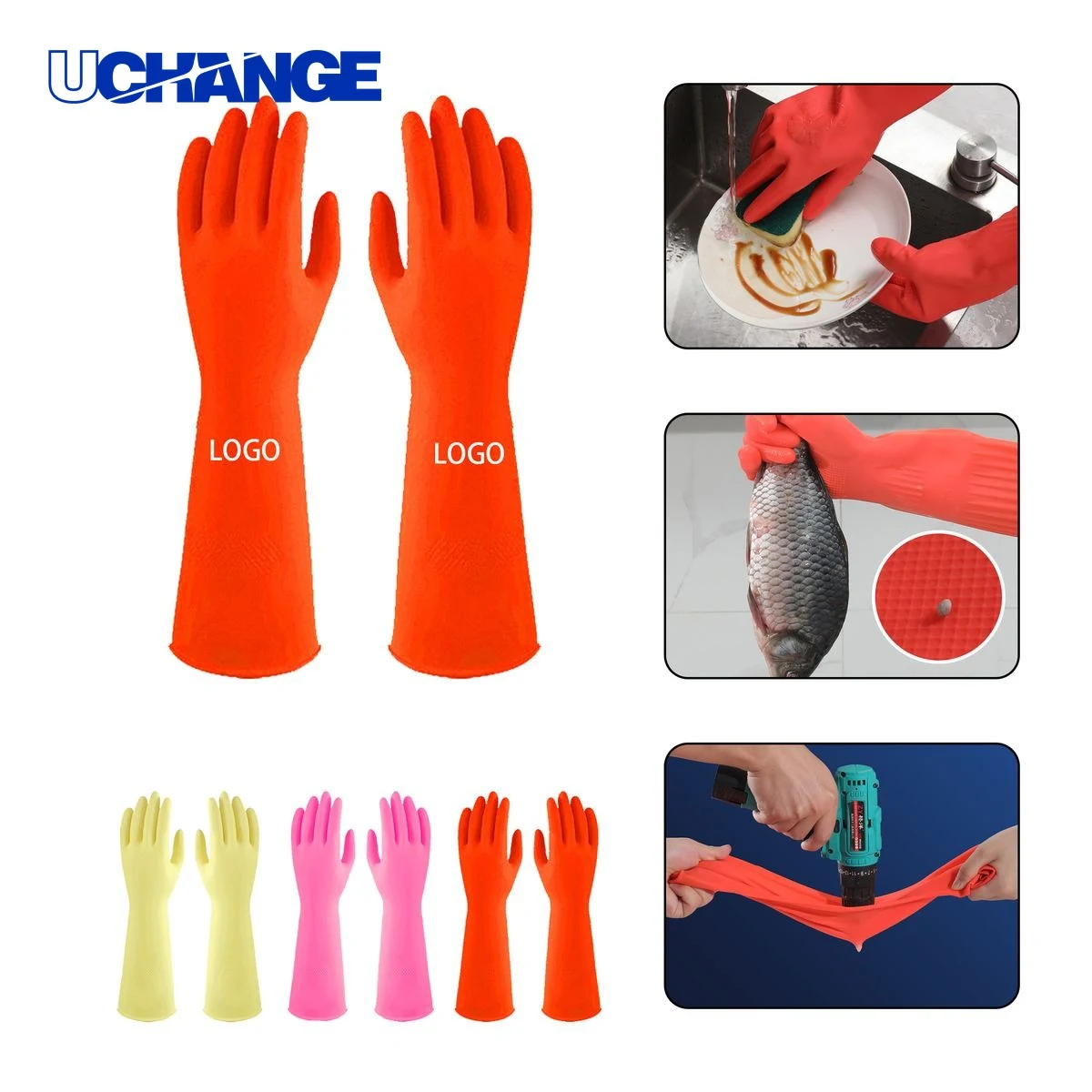 Long Cuff Rubber Protective Gloves 1