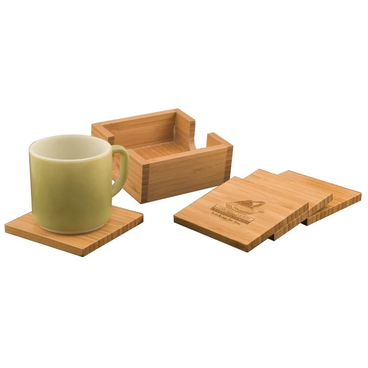 Personalized Bamboo Coaster Set 1