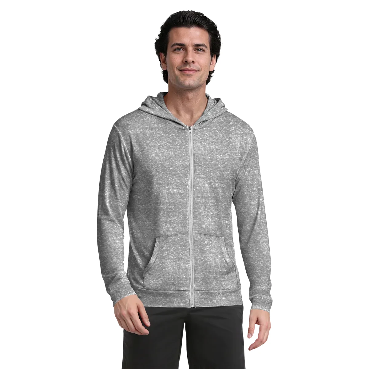 Adult Triblend Contrast Zip Front Hoodie 1
