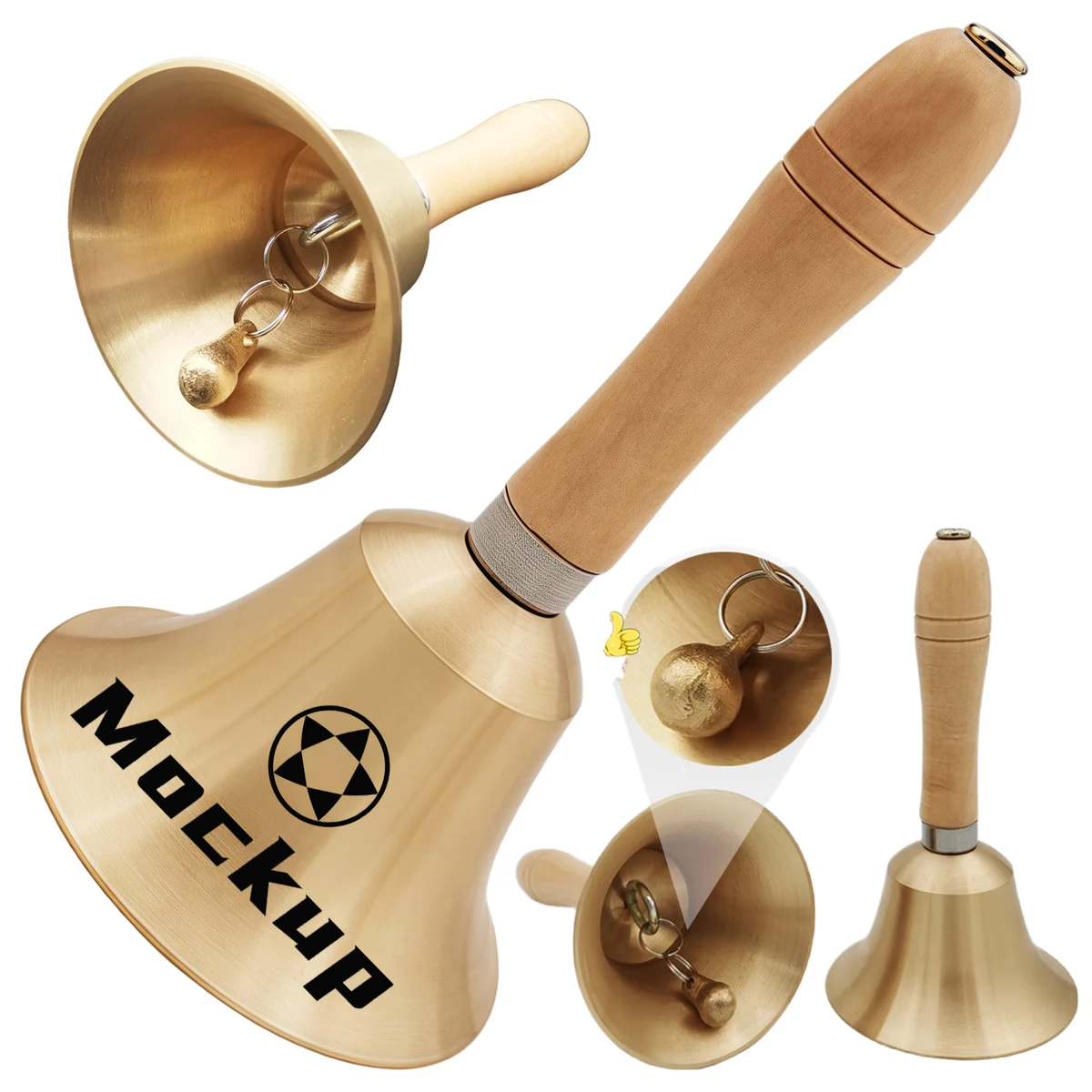 Brass Hand Call Bell with Wooden Handle 1