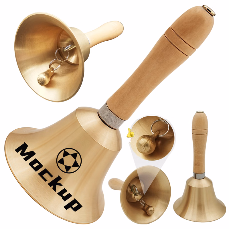 Brass Hand Call Bell with Wooden Handle
