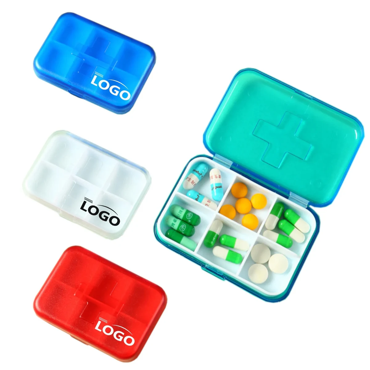 Portable Pill Organizer with 6 Compartments 1
