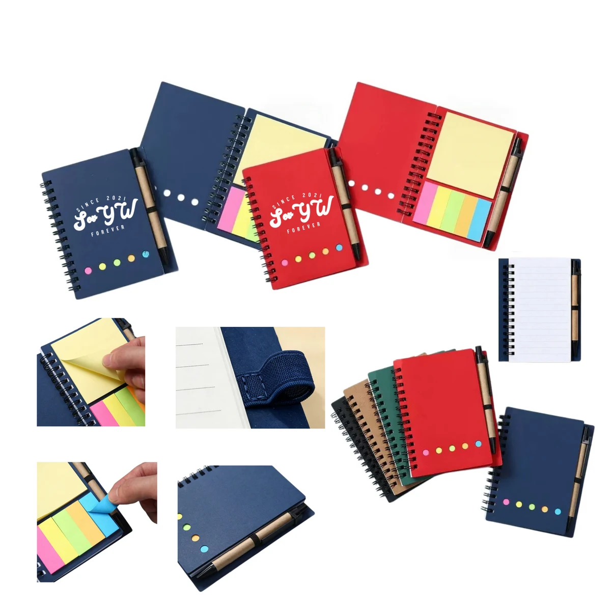 Coil Bound Notebook With Ballpoint Pen & Adhesive Notes 1