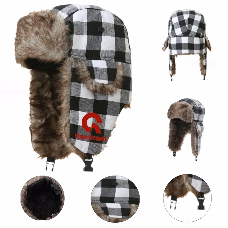 WarmThick Winter Windproof Unisex Plaid Trapper Hat