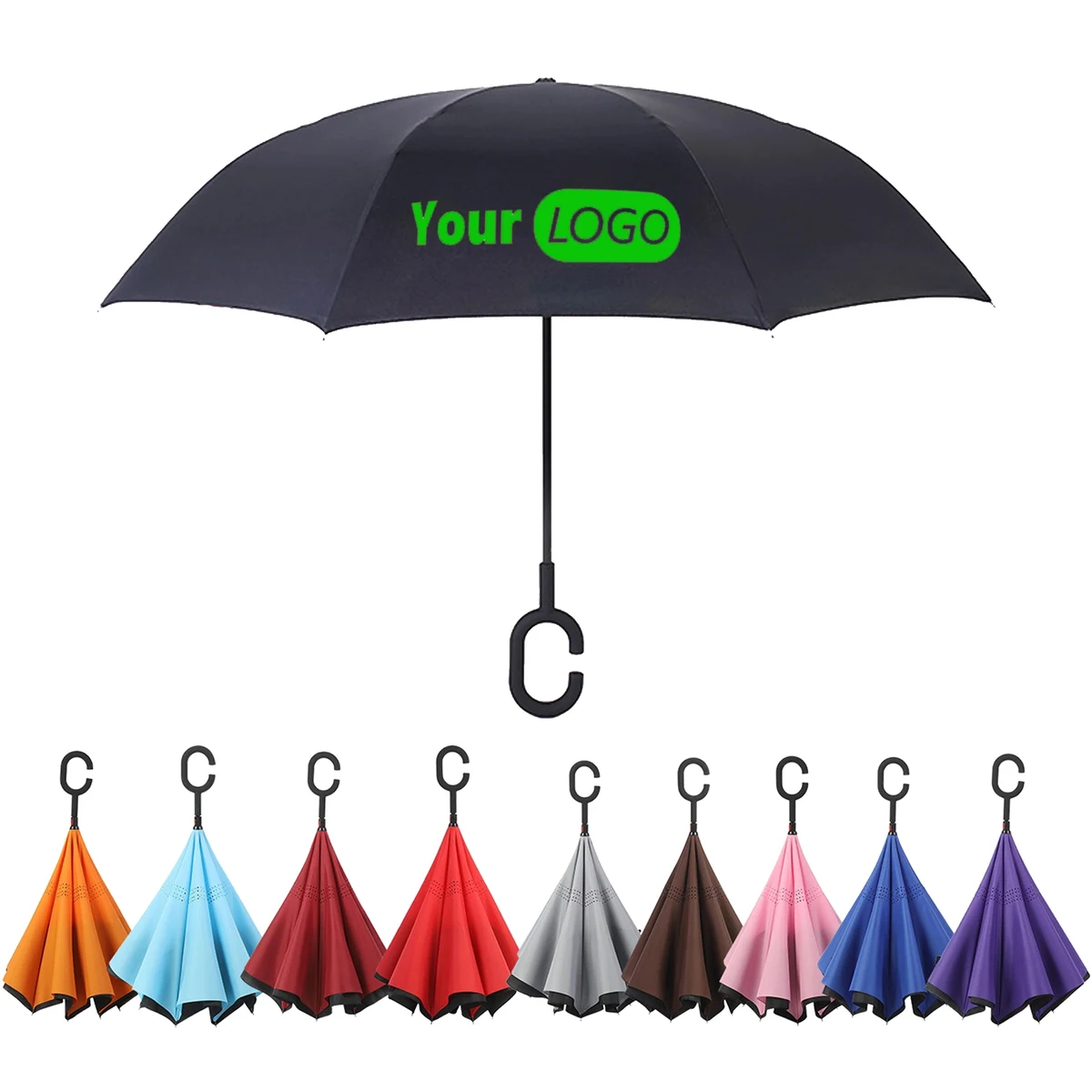 48" Arc Reverse Umbrella with C-Shaped Handle 1